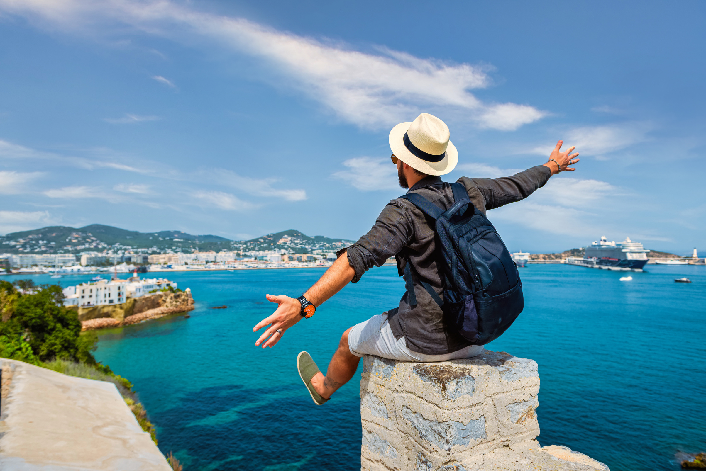 Young guy enjoying traveling